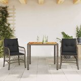  3-dijelni bistro set od poliratana s jastucima sivi Cijene