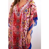 Kesi Włoski Women's beach poncho with V-neckline burgundy | shoptok.hr