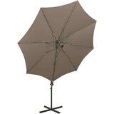  Konzolni suncobran sa stupom i LED svjetlima 300 cm smeđesivi | shoptok.hr