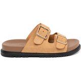 Shelvt Caramel women's flip-flops with gold buckles Cijene