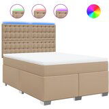 vidaXL Box spring postelja z vzmetnico kapučino 140x190cm umetno usnje, (21307435) | Shoptok.si