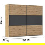 XXXL Omara Z Drsnimi Vrati Foster, Hrast, Siva, 261 Cm | Shoptok.si