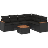  7-dijelni set vrtnih sofa od poliratana s jastucima crni Slike