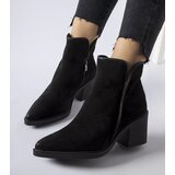 Gemre Black suede block-heeled ankle boots Karino | shoptok.hr