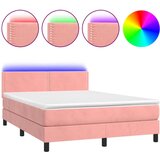  The Living Store Box spring postelja z vzmetnico LED roza 140x190 cm žamet - Box Spring Postelja, (21455853) | Shoptok.si
