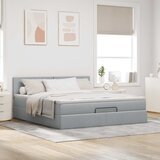  Otomanski krevet s madracem svijetlosivi 160x200 cm tkanine | shoptok.hr