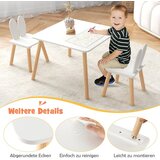 Kinder Home Dječji drveni stol s 2 stolčića BUNNY, komplet za učenje, crtanje, igru i hranjenje, za dječju sobu, bijeli | shoptok.hr