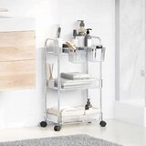 vidaXL Voziček za shranjevanje 3-nadstropna prozoren 37x28x68 cm akril | Shoptok.si
