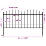  Vrtna ograda s vrhom koplja Čelik 359x175 cm Crna | Eponuda.com