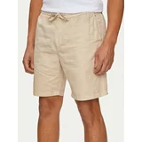 PepeJeans Kratke hlače iz tkanine Relaxed Linen Smart Shorts PM801093 Bež Regular Fit