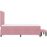 Box Spring Krevet s Madracem &amp Klupom Ružičasta 120x200 cm Velur | shoptok.hr