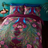 Matthew Williamson Vijolična enojna posteljnina iz bombažnega satena 135x200 cm Xanadu Peacock – | Shoptok.si