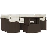 vidaXL 7 Djelni Vrtni Sofa Set s Jastučićima Smeđa Poli Ratan, 2-sjedalna Vrtna Sofa s Jastučićima Smeđa Poli Ratan Cijene