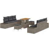  9-dijelni vrtni sofa set s jastučićima siva poli ratan akacija 2-sjedalni vrtni sofa s jastučićima siva poli ratan Vrtna garni | shoptok.hr