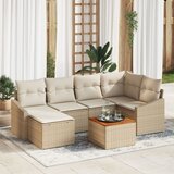 vidaXL 7-dijelni vrtni sofa set s jastučićima Bež Poli ratan Akacija Cijene