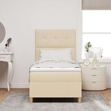  Postelja z vzmetnico z vzmetnico krema 80 x 200 cm blago, (5000141888) Slike