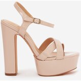 Boto Women's sandals on high heel and platform glossy beige Jovenes | shoptok.hr