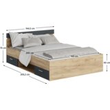 Kondela Postelja, 140x200, hrast artisan/grafit, MICHIGAN NEW | Shoptok.si