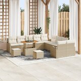 vidaXL 13-delni vrtni kavč set z blazinami bež poli ratan acacia | Shoptok.si
