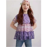 Desigual Light purple girly floral T-shirt Helm - Girls