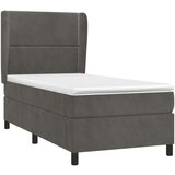 Box spring krevet s madracem tamnosivi 100x200 cm baršunasti | shoptok.hr