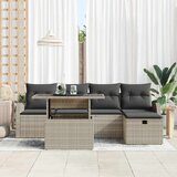  Sjedeća garnitura za vrt 6 kom. Svijetlo siva poliratan Svjetlosiva 234 x 177 x 85 cm | shoptok.hr