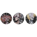  Zidni sat DKD Home Decor Crna Pisana Ziedi moderan Drvo MDF (34 x 4 x 34 cm) (3 kom.) | shoptok.hr
