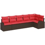  Sjedeća garnitura za vrt 6 kom. Smeđa i crvena poliratan 289 x 124 x 85 cm | shoptok.hr