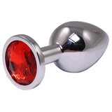 Fantasy Srednji metalni analni dildo sa crvenim dijamantom Cene
