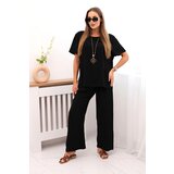 Kesi Włoski Women's set with a loose blouse and wide pants black | shoptok.hr