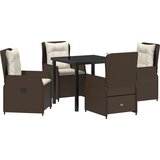 vidaXL 5-delna vrtna jedilna garnitura rjava poli ratan, vrtna miza črna 80x80x73 cm kaljeno steklo | Shoptok.si
