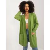 Fashion Hunters Light green loose cardigan with pockets