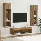 vidaXL TV zidna enota z LED lučmi 6 pcs Umetni hrast Konstruiran les | Shoptok.si