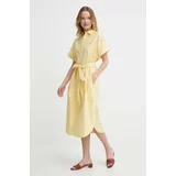 Polo Ralph Lauren Bombažna obleka rumena barva, 211935153