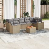 Maison Chic Seti vrtnega pohištva - Vrtna garnitura - Vrtni pohištvo set 8-delna z blazinami bež poli ratan, (21800039) | Shoptok.si