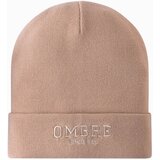 Ombre Men's knitted beanie cap with embroidered inscription - sand | shoptok.hr