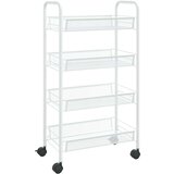 vidaXL 4-nadstropni kuhinjski voziček bel 46x26x85 cm železo | Shoptok.si