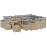 vidaXL 13-dijelni vrtni sofa set s jastučićima bež poli ratan akacija, 4-dijelni vrtni blagovaonski set s jastučićima bež poli ratan akacija | shoptok.hr