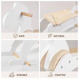 Ginger Home Детско Дървено Конче за Люлеене Бяло, Масивно Дърво, 70x20x47 см, Монтесори Играчка | shoptok.hr