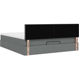 vidaXL Otomanski posteljni okvir z vzmetnico siv 160x200 cm blago | Shoptok.si