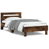 Maison Chic Posteljni okvir - Enojna postelja - Postelja za odrasle z vzglavjem in LED dimljeni hrast 100x200 cm-J9520, (21765577) | Shoptok.si