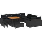 vidaXL set od 13 dijelova vrtnih sofy s jastučićima crni poli ratan akacija | shoptok.hr