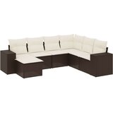 vidaXL 7-dijelni set vrtnih sofa od poliratana s jastucima smeđi | shoptok.hr