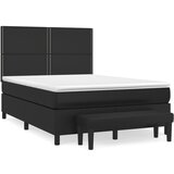 vidaXL Box spring postelja z vzmetnico črn 140x200 cm umetno usnje, (20900369) Cene