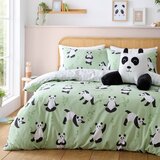 Catherine Lansfield Zelena otroška posteljnina za zakonsko posteljo 200x200 cm Panda Paws – | Shoptok.si