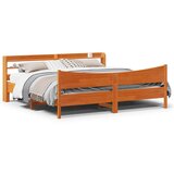 Maison Chic Posteljni okvir - Dvoposteljna postelja - Zakonska postelja z vzglavjem voščeno rjava 180x200 cm borovina, (21693764) | Shoptok.si