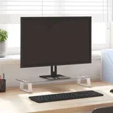 Stalak za monitor bijeli 60 x 20 x 8 cm kaljeno staklo i metal
