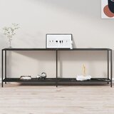 The Living Store Konzolna mizica črna 220x35x75,5 cm kaljeno steklo - Konzolna Mizica, (21662538) Cene