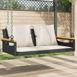  Klupa za ljuljanje s jastucima crna 109x62x40 cm od poliratana | shoptok.hr