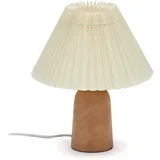 Bež/u prirodnoj boji stolna lampa od masivnog kaučuka s tekstilnim sjenilom (visina 33 cm) Benicarlo –